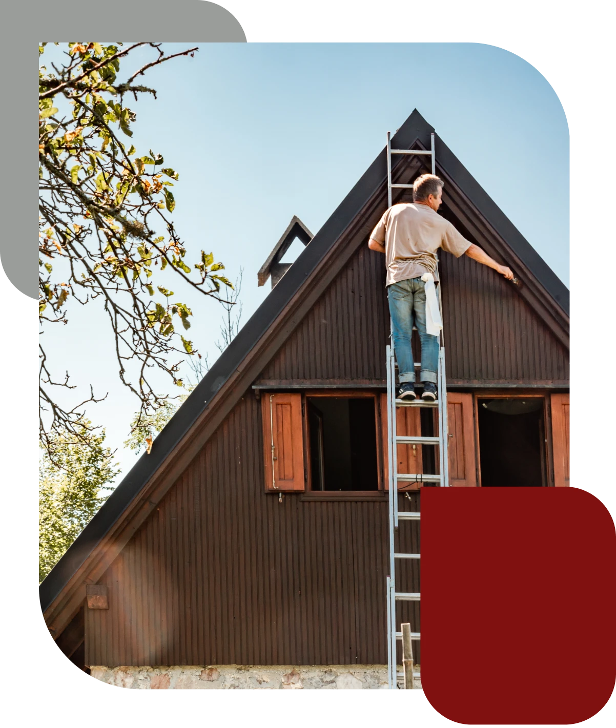 Person renovating home exterior