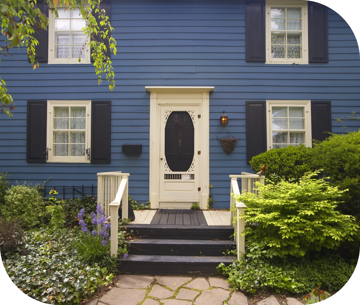 Traditional house surrounded by greenery
